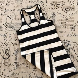 Black & white striped classic lululemon tank